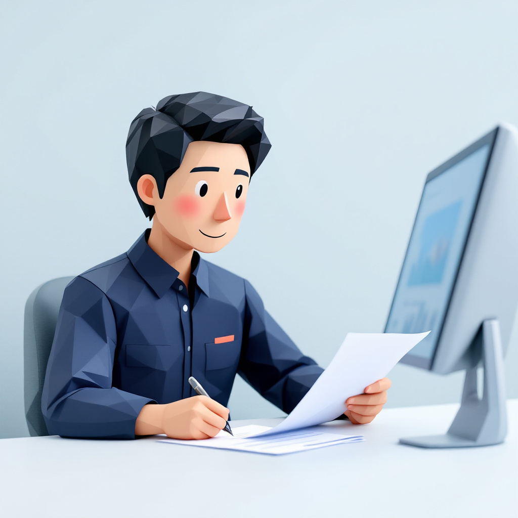 金融SEからのPM転身職のキャラクターイラスト